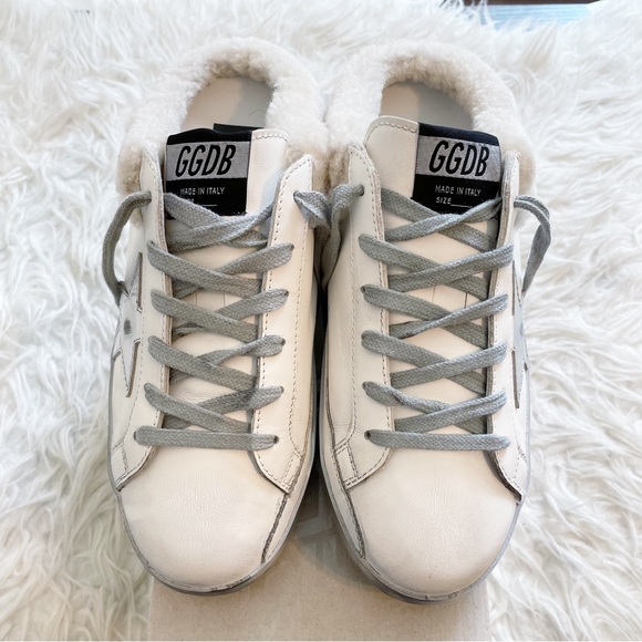 Golden Goose Superstar Sabot Shearling Sneaker White Silver Beige size 38 - Picture 2 of 15
